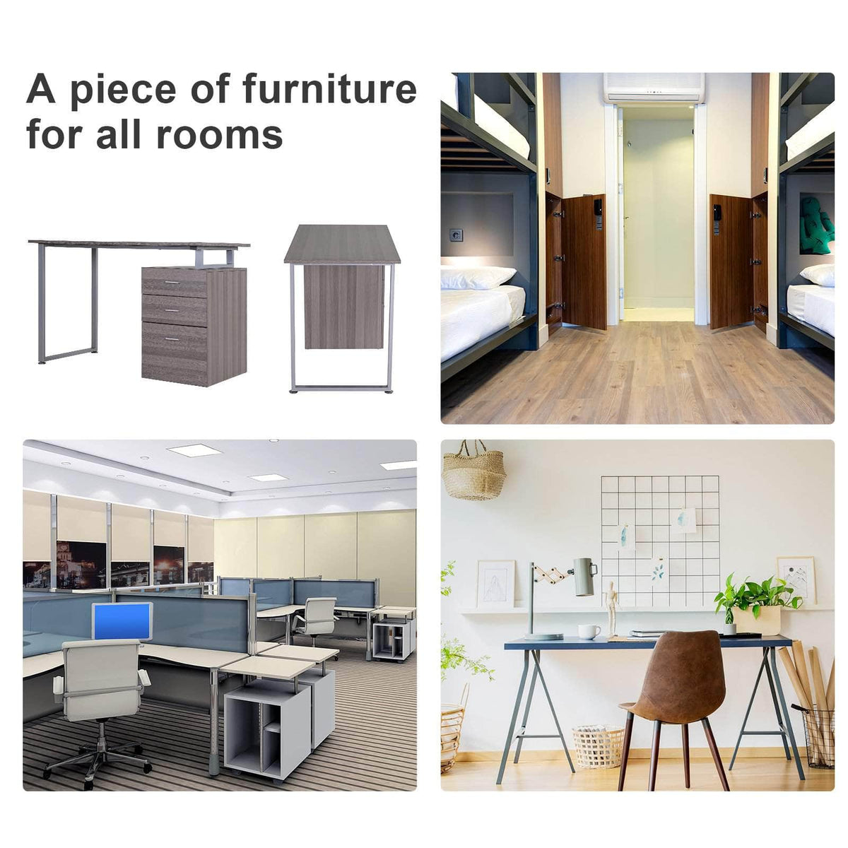 Aosom Industrial Style Office Computer Desk with Reversible 3 Drawer Filing Cabinet, image 5