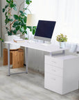 Aosom Industrial Style Office Computer Desk with Reversible 3 Drawer Filing Cabinet, image 11