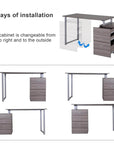 Aosom Industrial Style Office Computer Desk with Reversible 3 Drawer Filing Cabinet, image 4