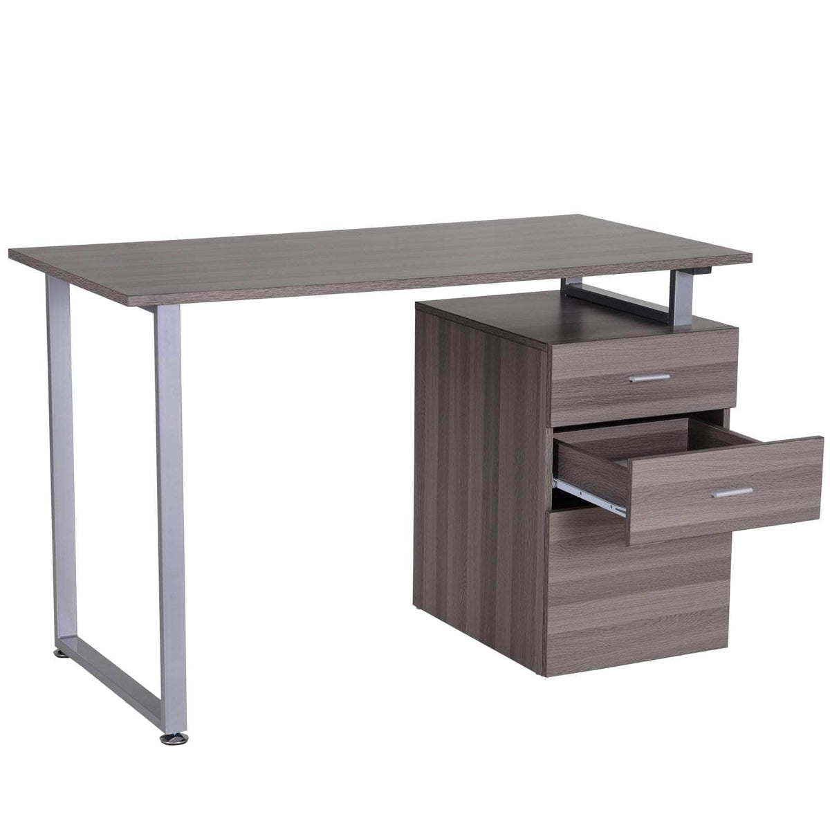 Aosom Industrial Style Office Computer Desk with Reversible 3 Drawer Filing Cabinet, image 7