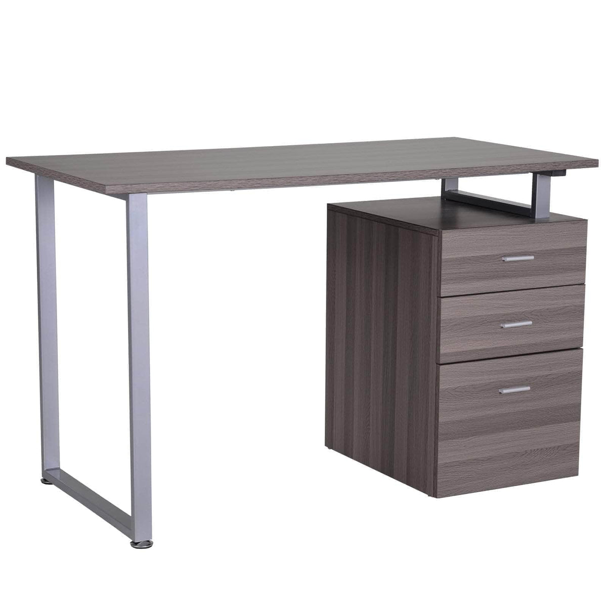 Aosom Industrial Style Office Computer Desk with Reversible 3 Drawer Filing Cabinet, image 2