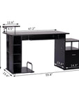 Aosom 59.8 Inch Computer Laptop Desk with Drawer Shelf in Black, image 3