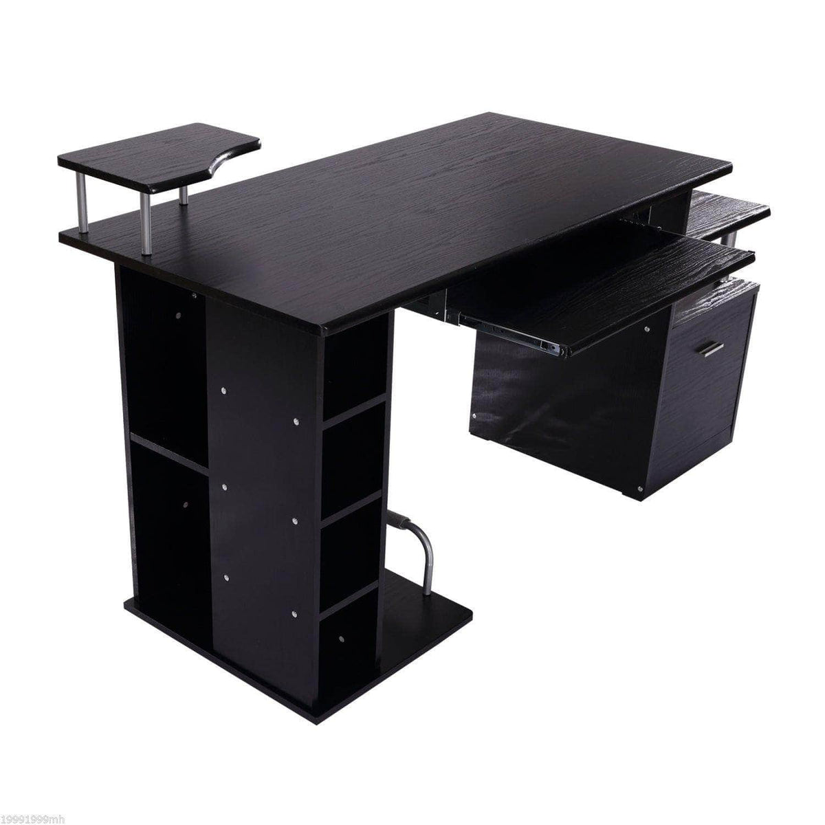 Aosom 59.8 Inch Computer Laptop Desk with Drawer Shelf in Black, image 4