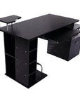 Aosom 59.8 Inch Computer Laptop Desk with Drawer Shelf in Black, image 4