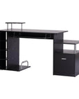 Aosom 59.8 Inch Computer Laptop Desk with Drawer Shelf in Black, image 5