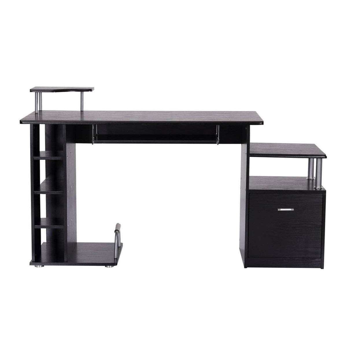 Aosom 59.8 Inch Computer Laptop Desk with Drawer Shelf in Black, image 6