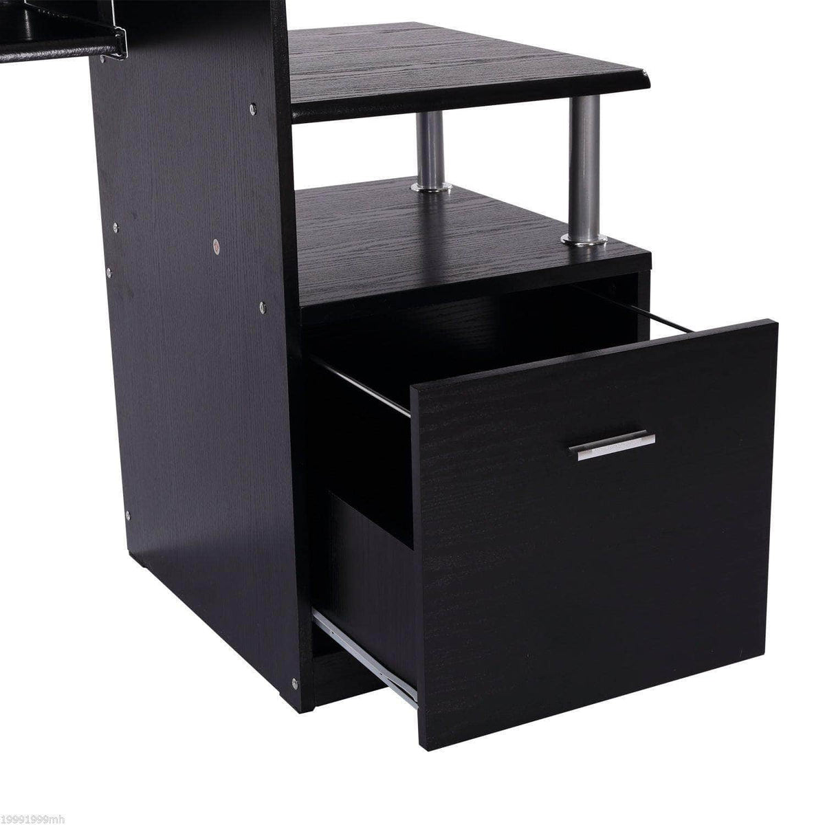 Aosom 59.8 Inch Computer Laptop Desk with Drawer Shelf in Black, image 9