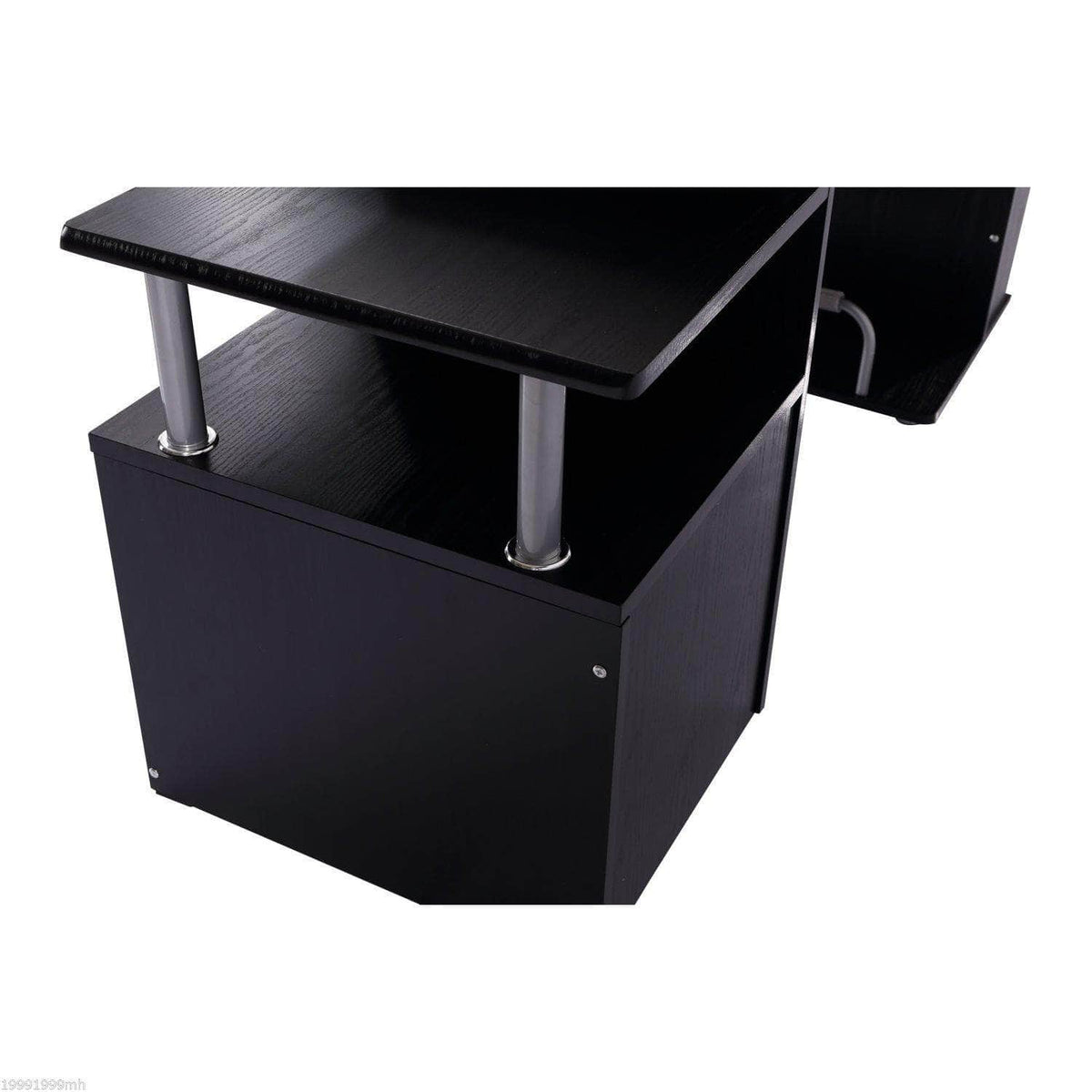 Aosom 59.8 Inch Computer Laptop Desk with Drawer Shelf in Black, image 10