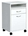 Aosom 24 Inch Rolling Mobile File Cabinet with Drawer and Shelf in White, image 2