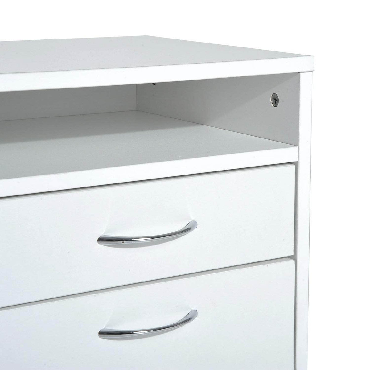 Aosom 24 Inch Rolling Mobile File Cabinet with Drawer and Shelf in White, image 7