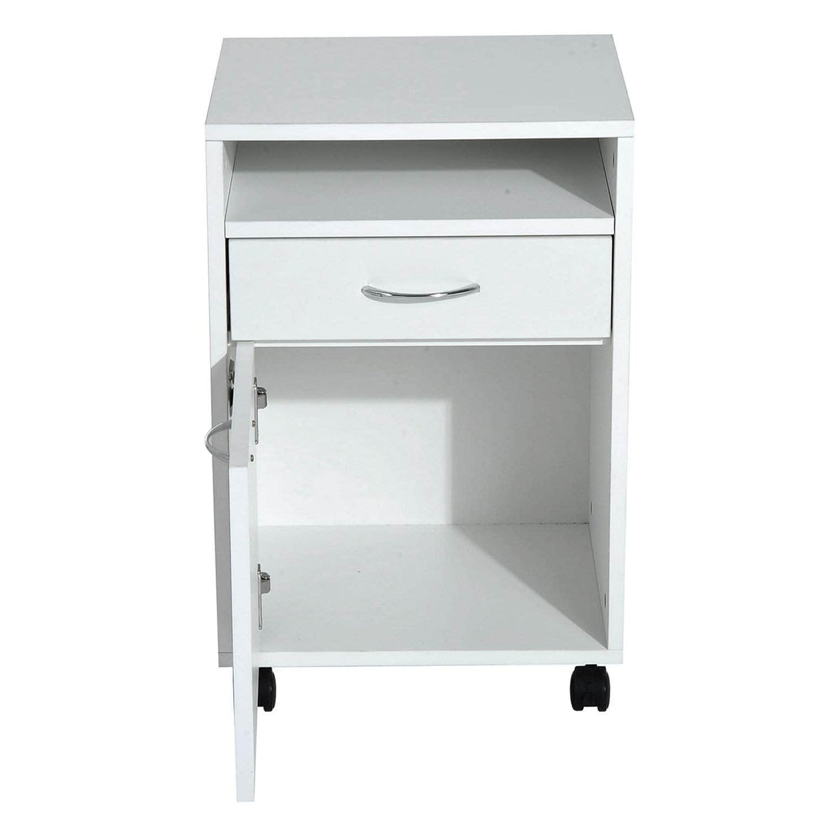 Aosom 24 Inch Rolling Mobile File Cabinet with Drawer and Shelf in White, image 6