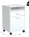 Aosom 24 Inch Rolling Mobile File Cabinet with Drawer and Shelf in White, image 3