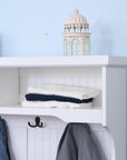 Aosom Entryway Coat and Shoe Hall Tree with Storage Cupboard Bench in White, image 3
