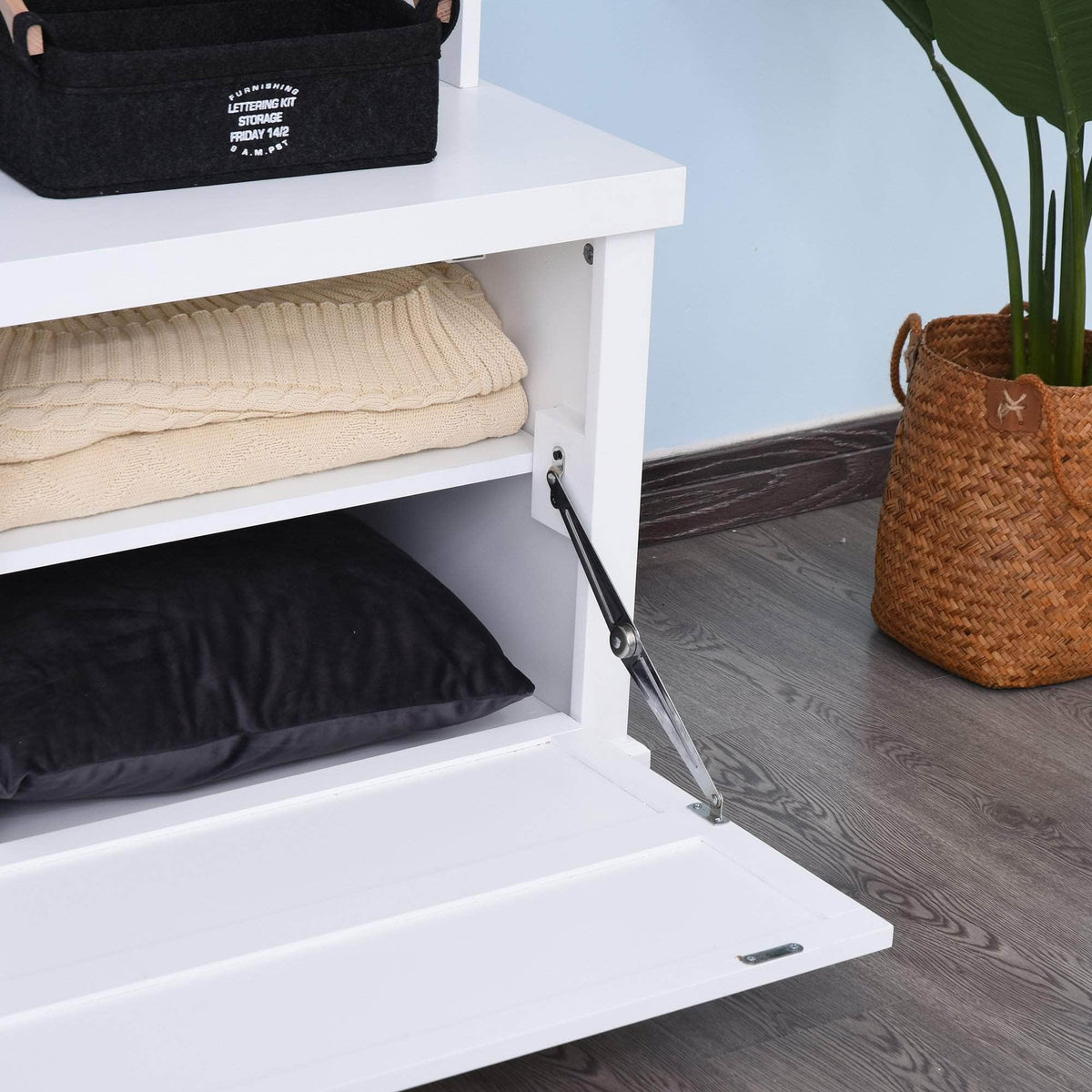 Aosom Entryway Coat and Shoe Hall Tree with Storage Cupboard Bench in White, image 4