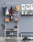 Aosom Entryway Heavy Duty Metal Coat and Shoe Rack Hall Tree, image 1