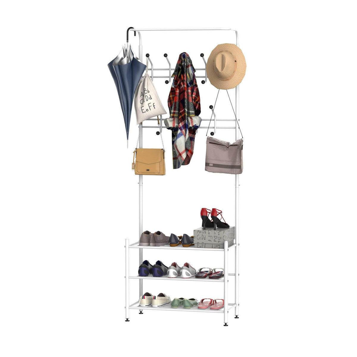 Aosom Entryway Heavy Duty Metal Coat and Shoe Rack Hall Tree, image 2