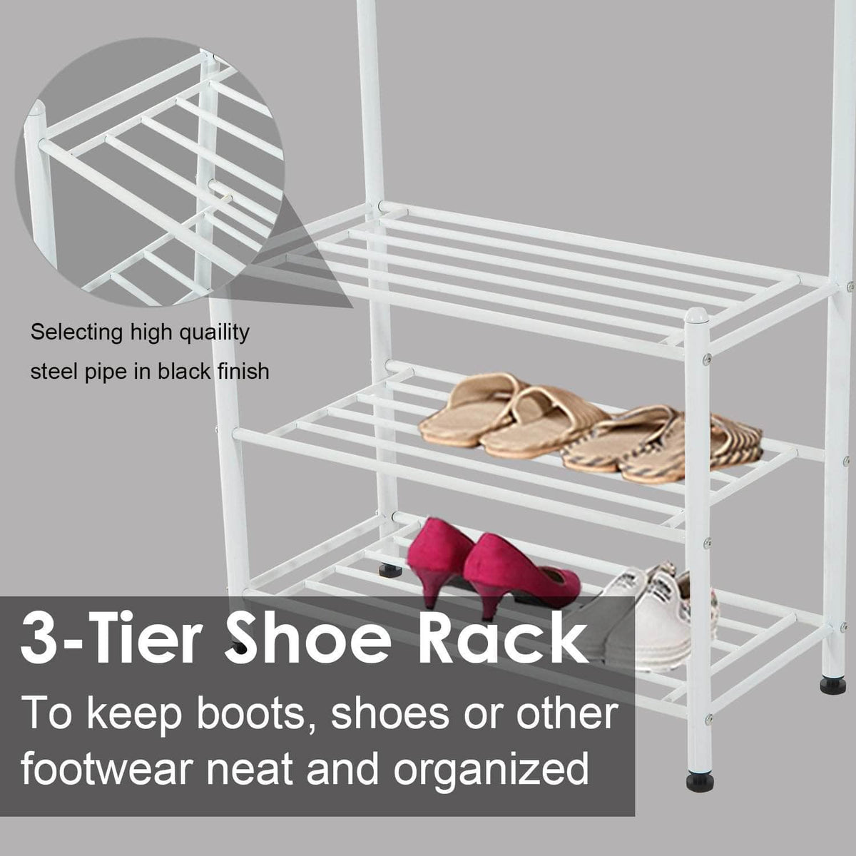 Aosom Entryway Heavy Duty Metal Coat and Shoe Rack Hall Tree, image 4