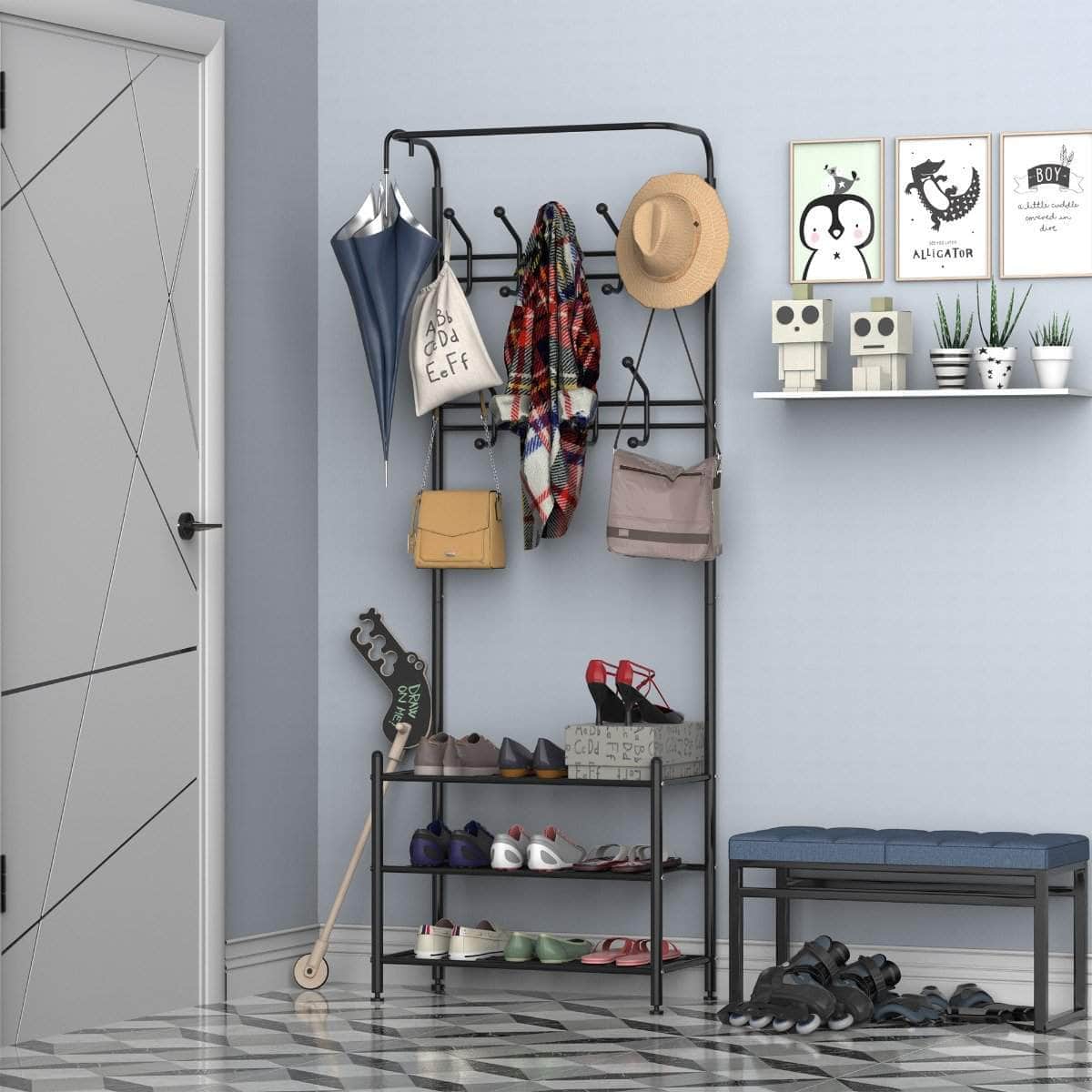 Aosom Entryway Heavy Duty Metal Coat and Shoe Rack Hall Tree, image 10