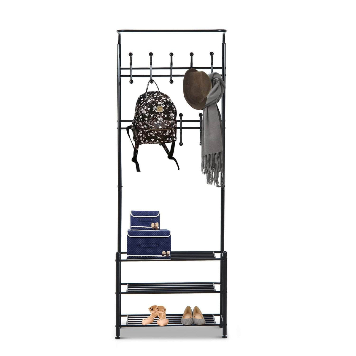 Aosom Entryway Heavy Duty Metal Coat and Shoe Rack Hall Tree, image 13