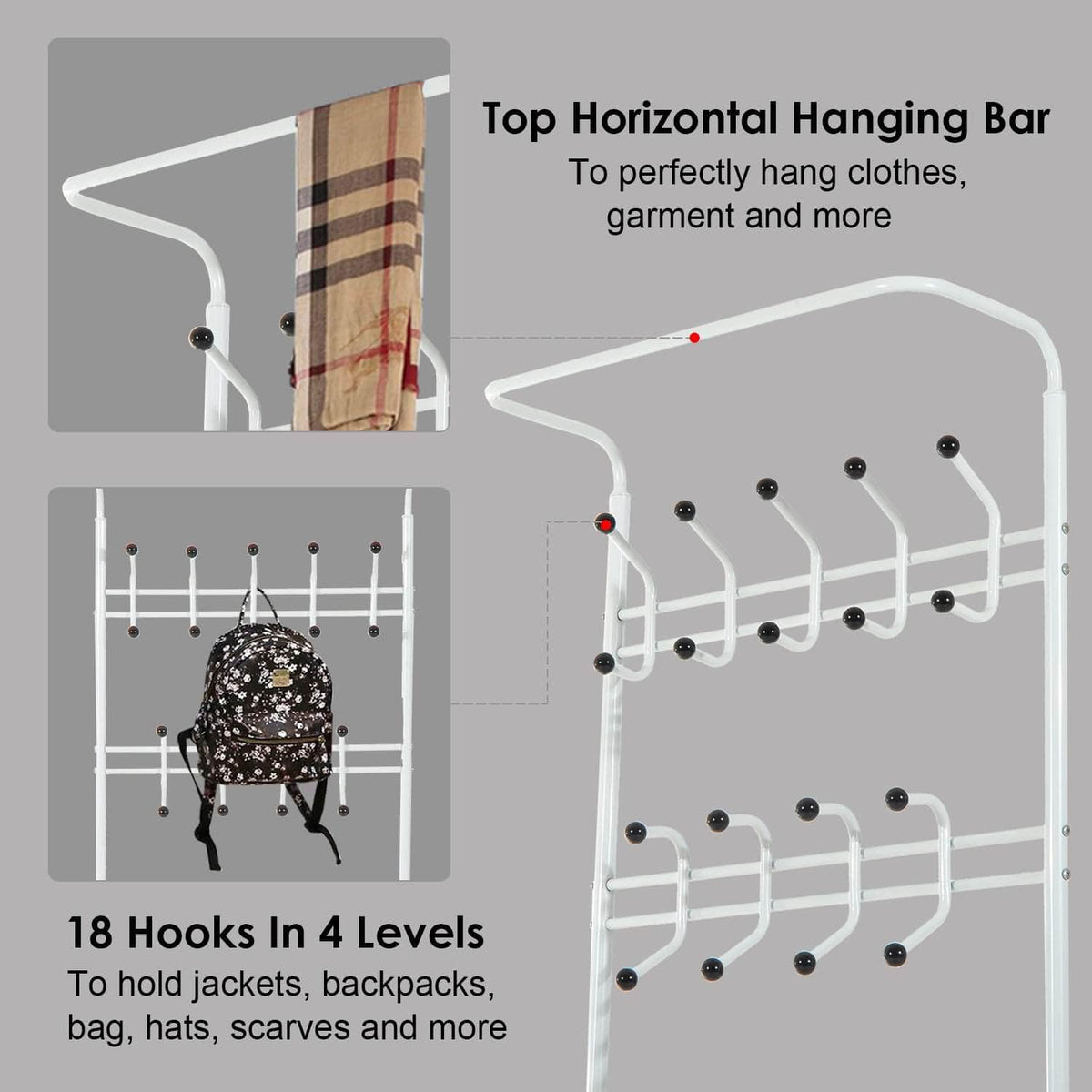 Aosom Entryway Heavy Duty Metal Coat and Shoe Rack Hall Tree, image 3