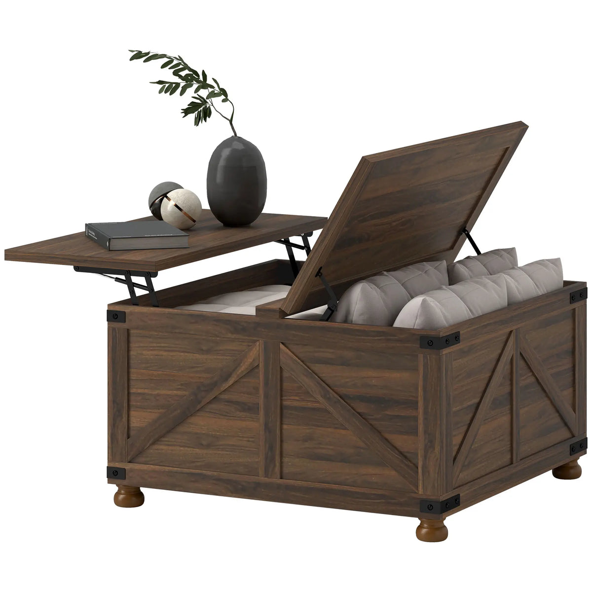 Aosom Farmhouse Coffee Table with Lift Top, image 6