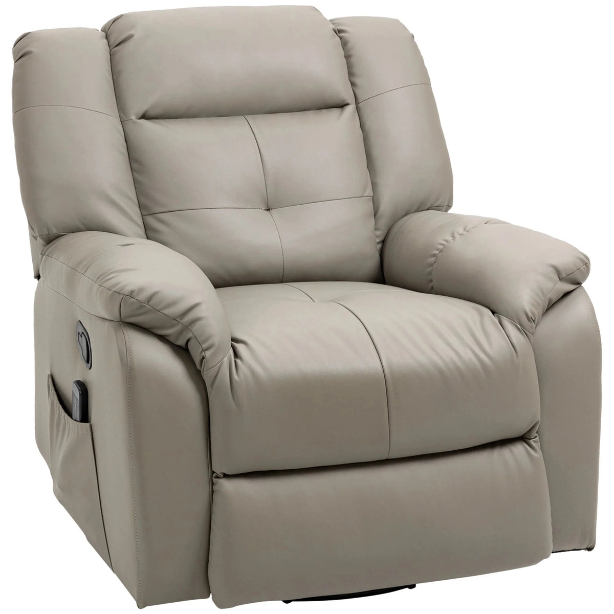 Aosom 8 Point Vibration Massage Swivel Reclining Chair in Tufted Grey Faux Leather, image 2