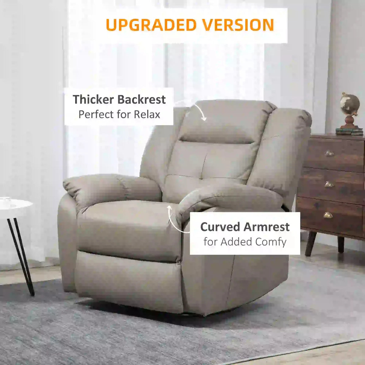 Aosom 8 Point Vibration Massage Swivel Reclining Chair in Tufted Grey Faux Leather, image 4
