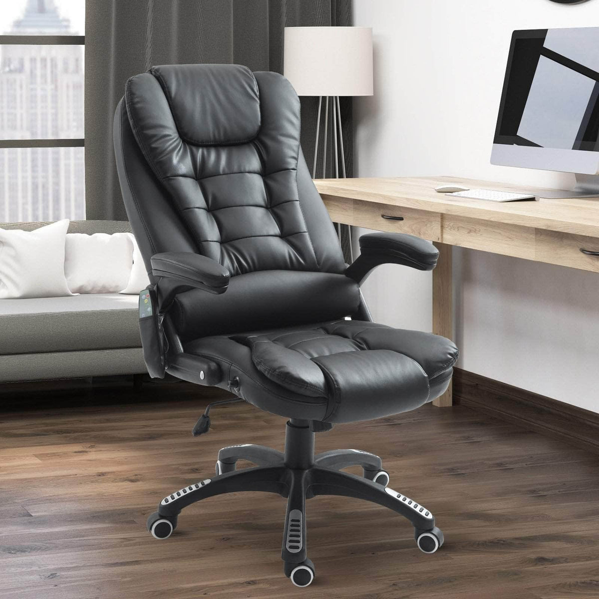 Aosom High Back Heated Massage Swivel Executive Office Chair in Faux Leather, image 1