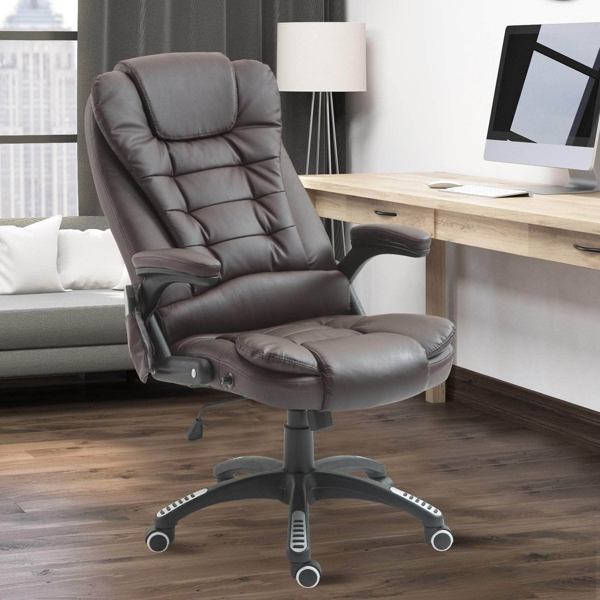 Aosom High Back Heated Massage Swivel Executive Office Chair in Faux Leather, image 14