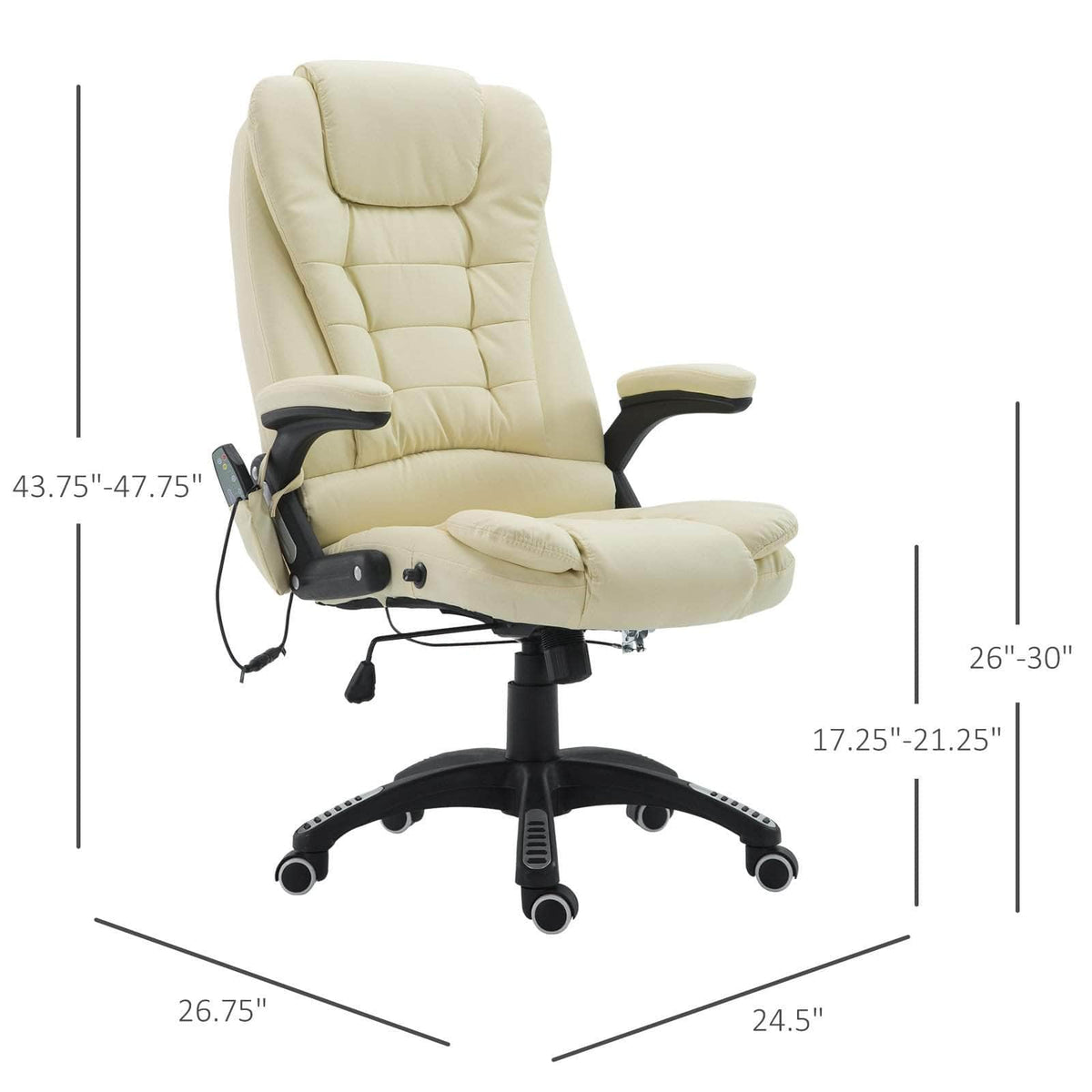 Aosom High Back Heated Massage Swivel Executive Office Chair in Faux Leather, image 25