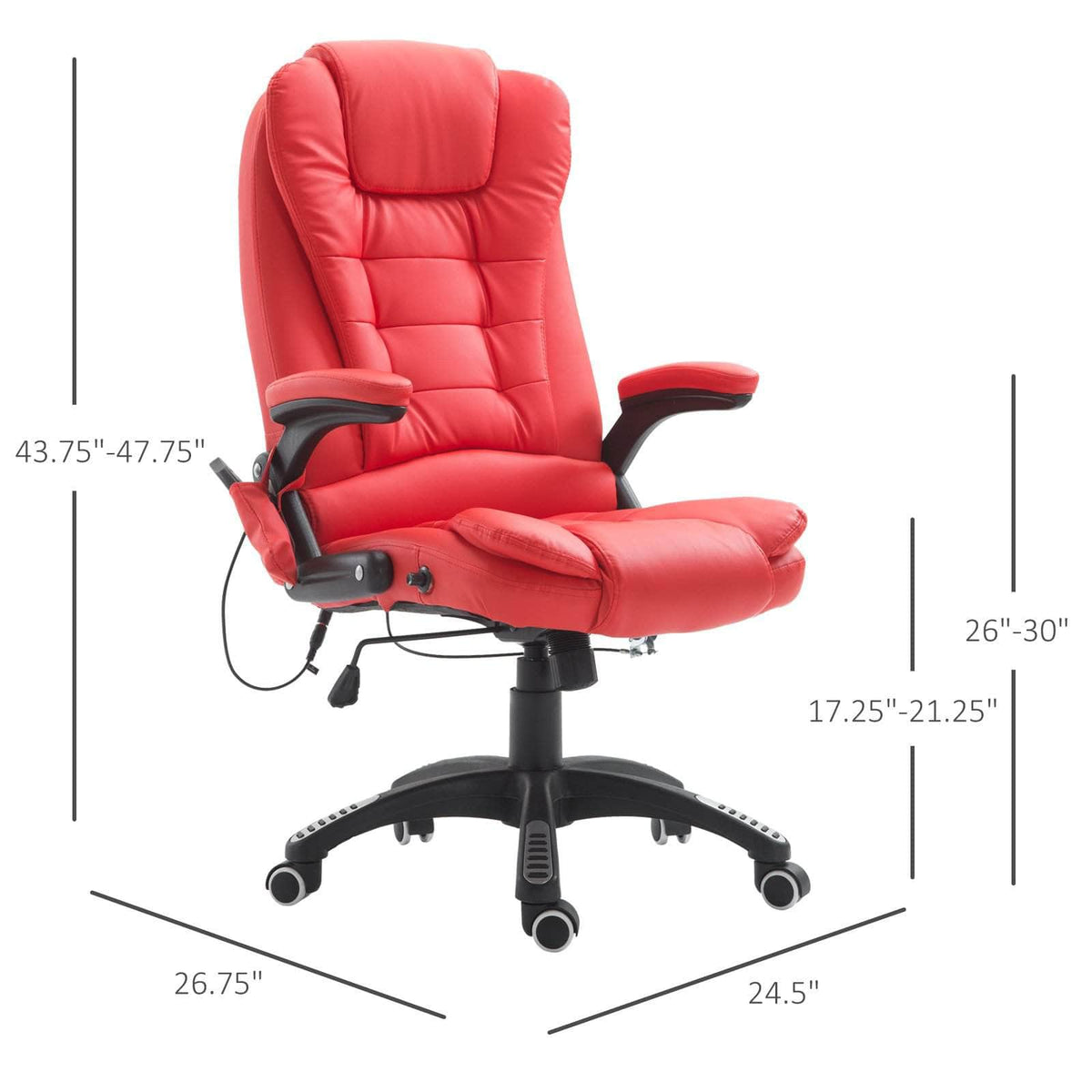 Aosom High Back Heated Massage Swivel Executive Office Chair in Faux Leather, image 32