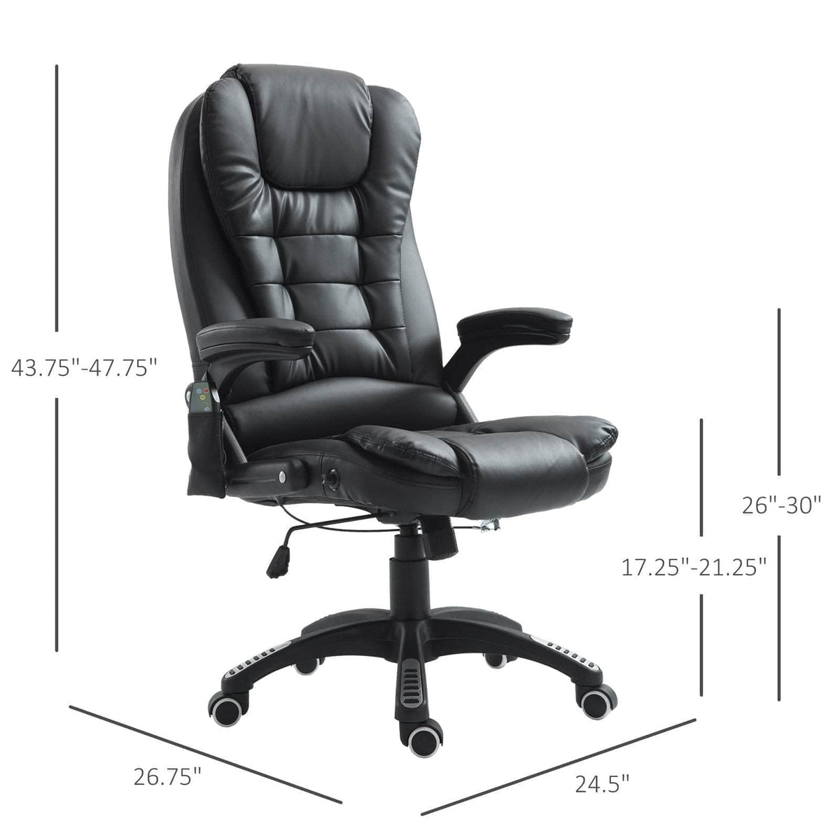 Aosom High Back Heated Massage Swivel Executive Office Chair in Faux Leather, image 3