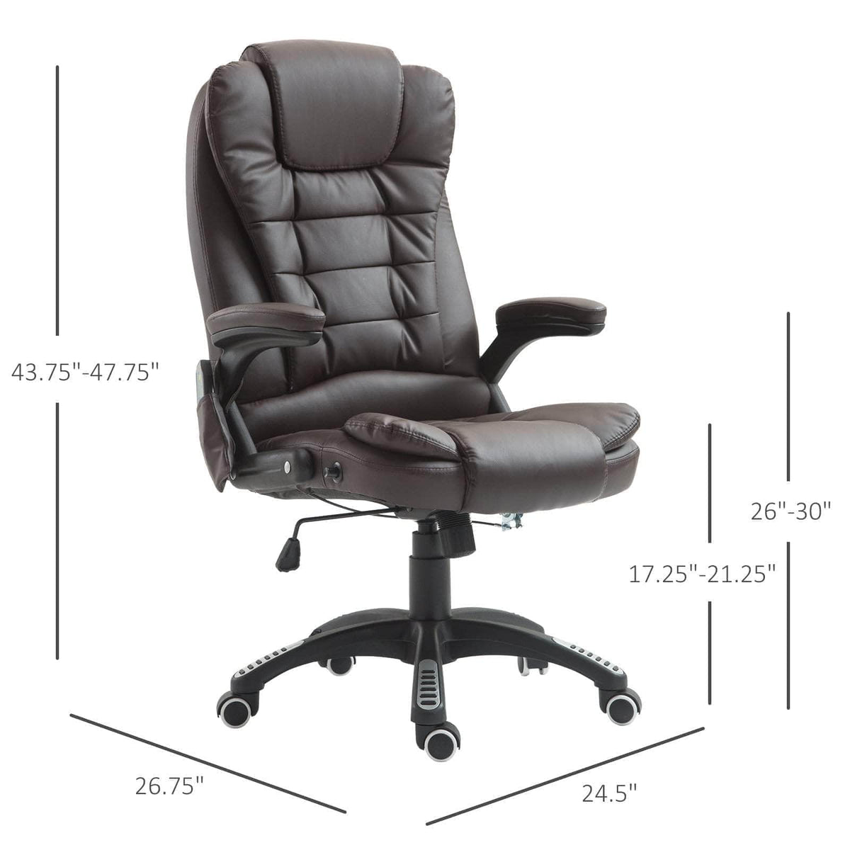 Aosom High Back Heated Massage Swivel Executive Office Chair in Faux Leather, image 16