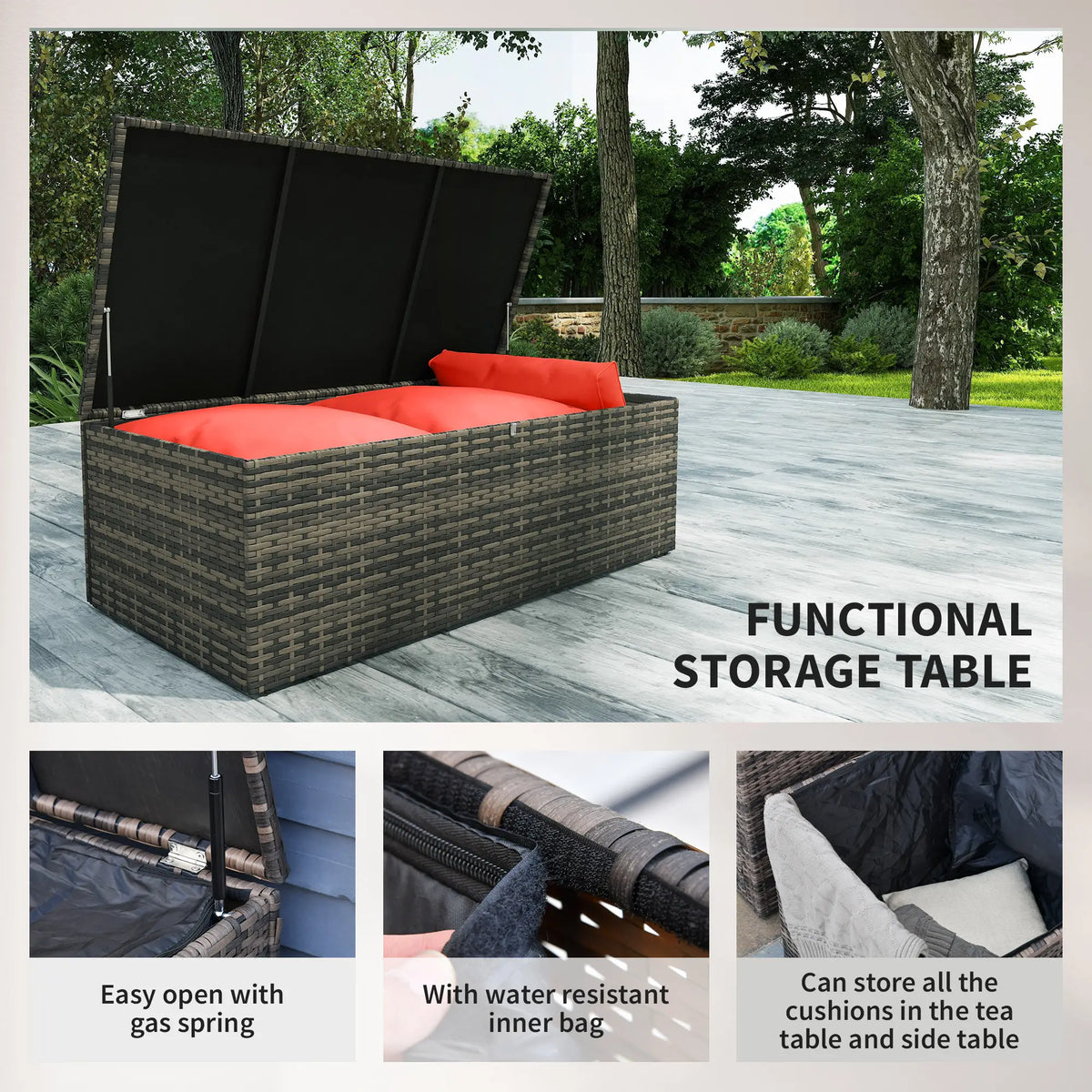 Aosom 6 Piece Wicker Rattan Outdoor Patio Conversation Sofa Set, image 5