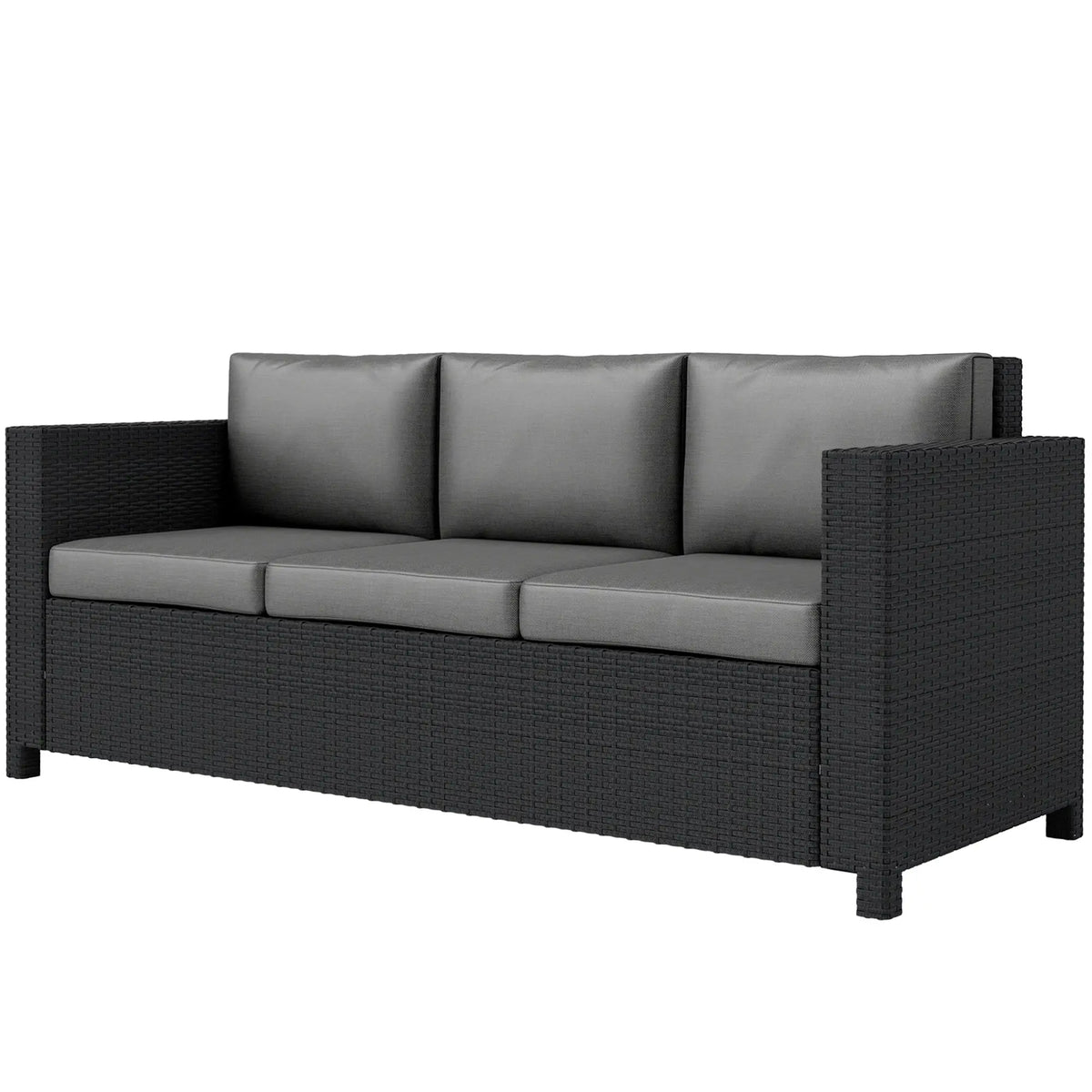 Aosom 72.8" Outdoor Patio Deluxe 3 Seat Rattan Wicker Sofa, image 3