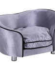 Aosom Plush Fabric Elevated Small Dog Sofa Bed in Silver Grey, image 2
