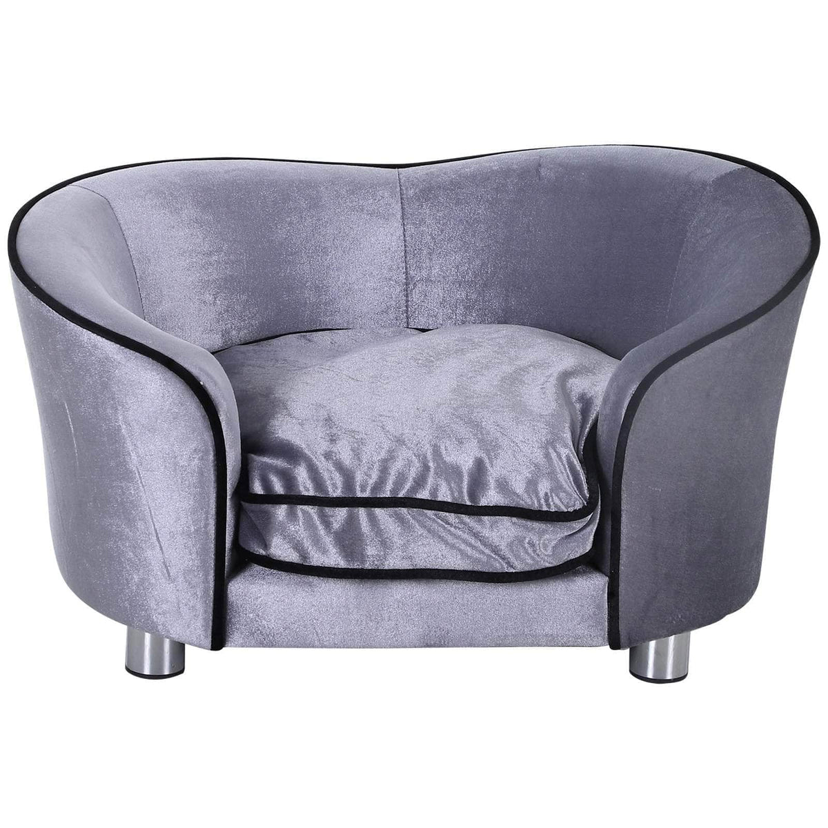 Aosom Plush Fabric Elevated Small Dog Sofa Bed in Silver Grey, image 5