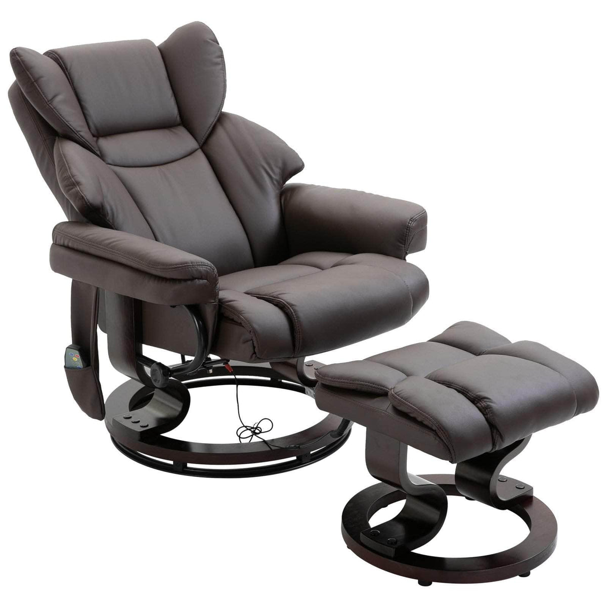 Aosom 10 Vibration Point Massage Reclining Chair and Ottoman in Faux Leather, image 2