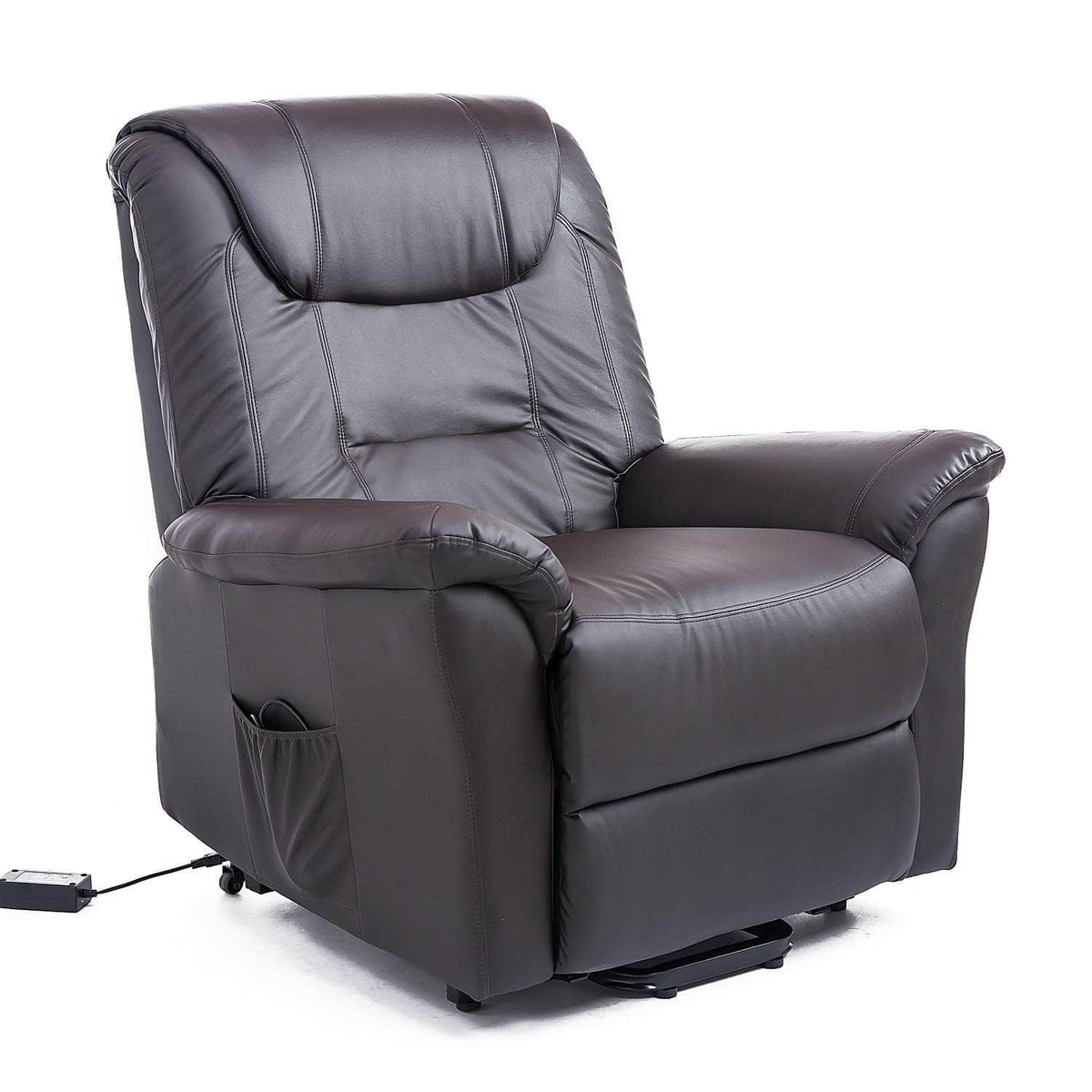 Aosom Brown Faux Leather Power Lift Reclining Chair with Remote Control, image 3