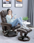 Aosom 10 Vibration Point Massage Reclining Chair and Ottoman in Faux Leather, image 1