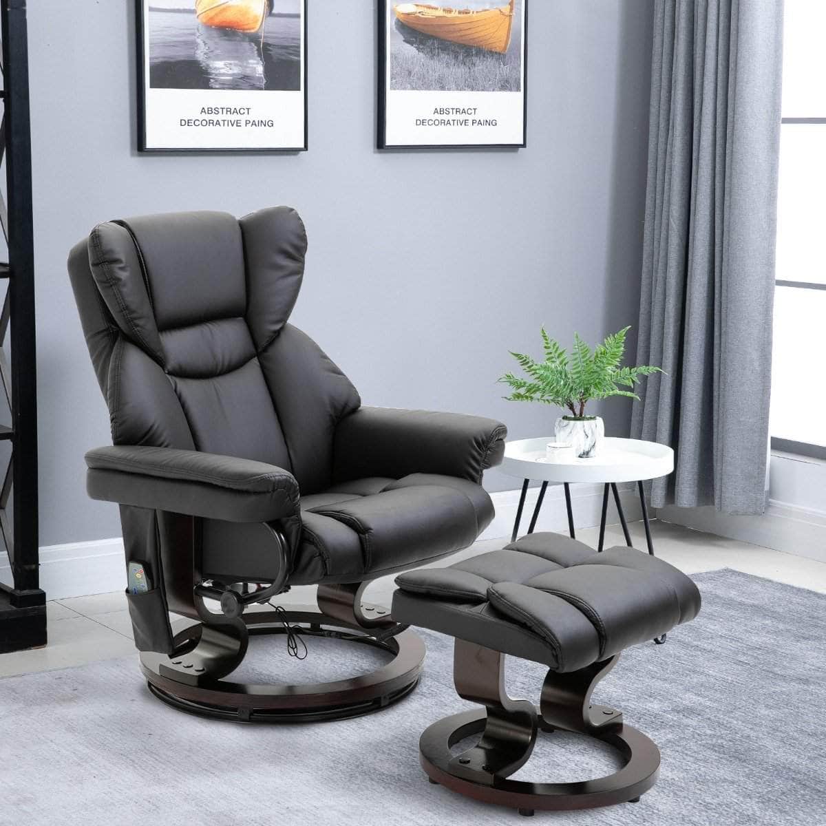 Aosom 10 Vibration Point Massage Reclining Chair and Ottoman in Faux Leather, image 10