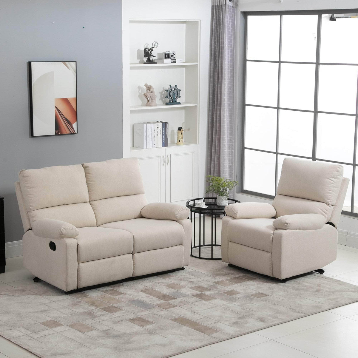 Aosom Linen Reclining Chair with Plush Padded Back, image 14