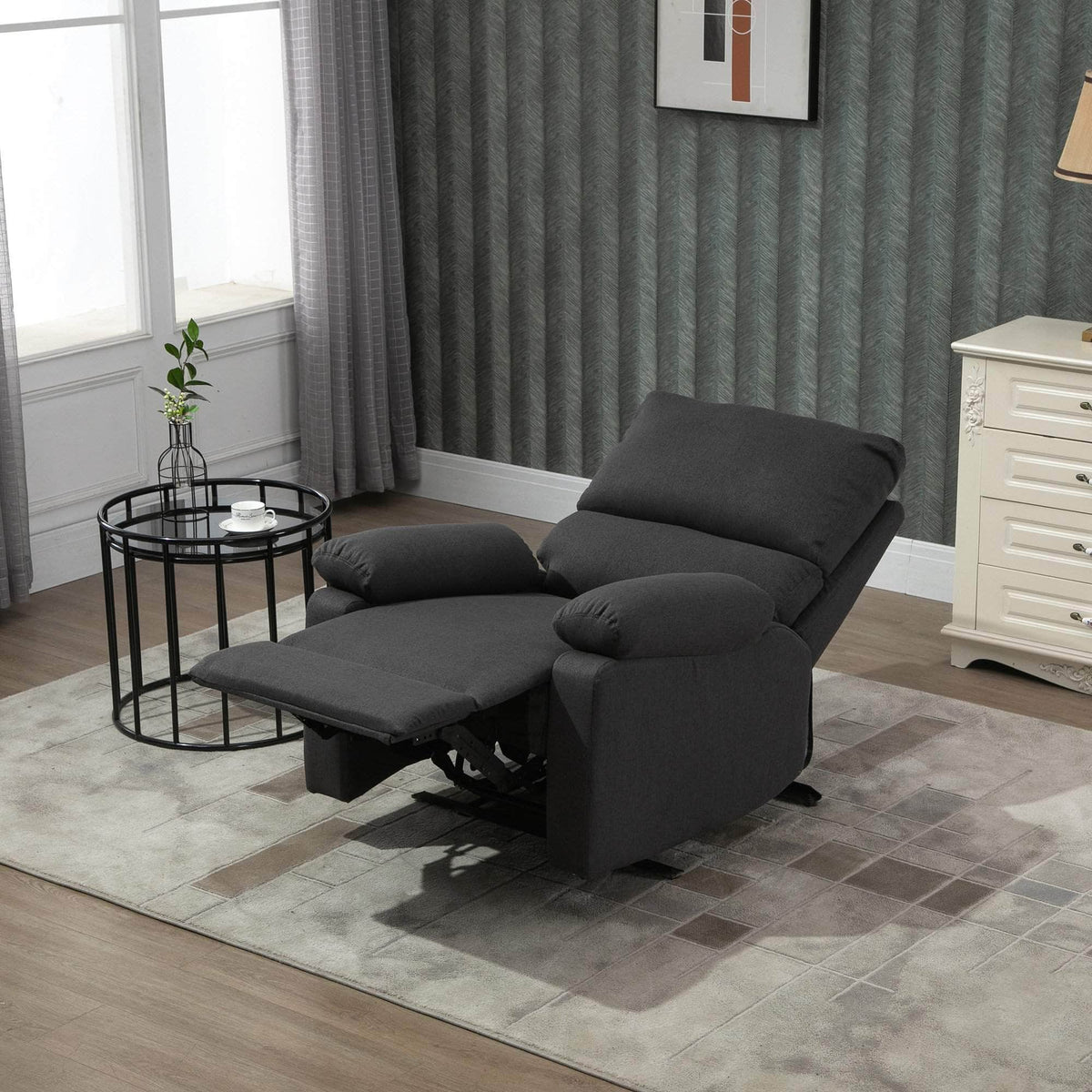 Aosom Linen Reclining Chair with Plush Padded Back, image 1