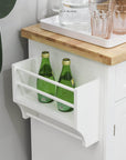Aosom Portable Kitchen Island Trolley Cart with Spice and Towel Rack in White, image 10