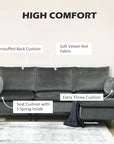 Aosom 82.7" Wide Velvet Reversible Sectional Sofa in Grey, image 4