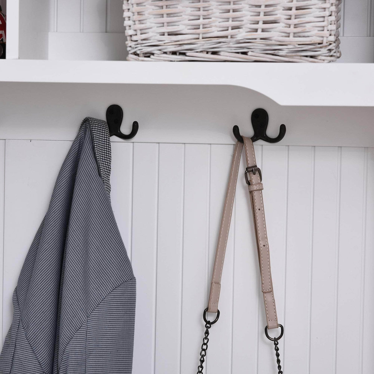 Aosom Entryway Coat and Shoe Hall Tree with Storage Cupboard Bench in White, image 6