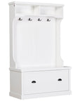 Aosom Entryway Coat and Shoe Hall Tree with Storage Cupboard Bench in White, image 2
