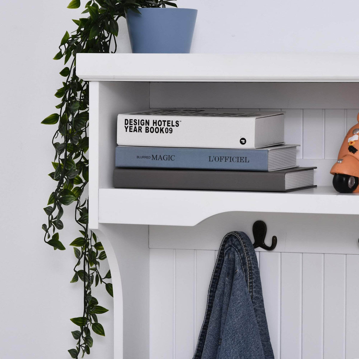 Aosom Entryway Coat and Shoe Hall Tree with Storage Cupboard Bench in White, image 5