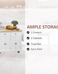 Aosom Portable Kitchen Island Trolley Cart with Spice and Towel Rack in White, image 4