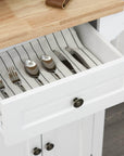 Aosom Portable Kitchen Island Trolley Cart with Spice and Towel Rack in White, image 8
